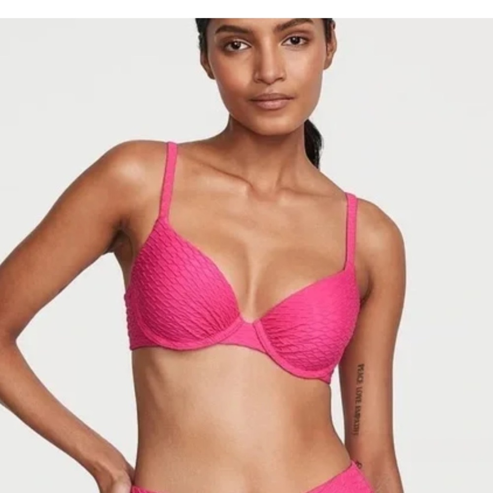 Victoria Secret Swim Mix &‎ Match Icon Push-Up Bikini Top Forever Pink 34B NWT